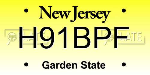 H91BPF New Jersey License Plate