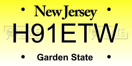H91ETW New Jersey License Plate