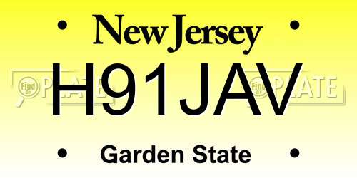 H91JAV New Jersey License Plate