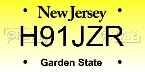 H91JZR New Jersey License Plate