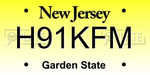 H91KFM New Jersey License Plate