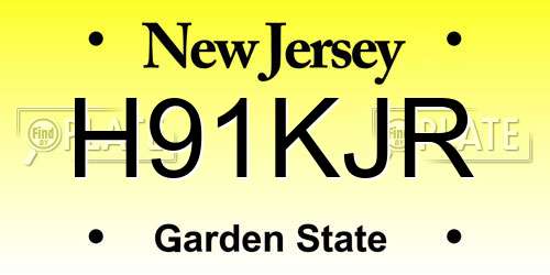 H91KJR New Jersey License Plate