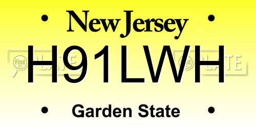 H91LWH New Jersey License Plate
