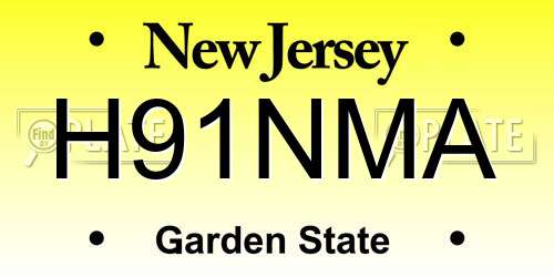 H91NMA New Jersey License Plate