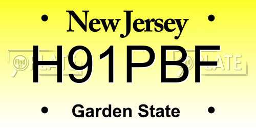 H91PBF New Jersey License Plate