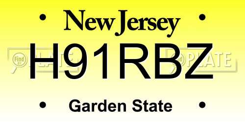 H91RBZ New Jersey License Plate