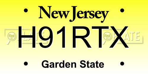 H91RTX New Jersey License Plate