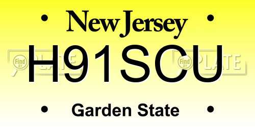 H91SCU New Jersey License Plate