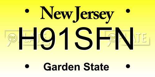 H91SFN New Jersey License Plate