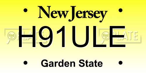 H91ULE New Jersey License Plate