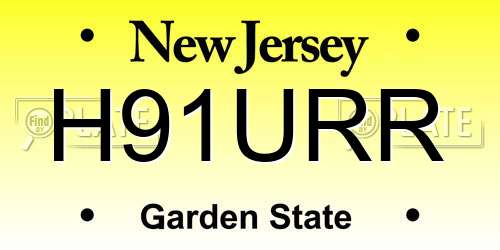 H91URR New Jersey License Plate