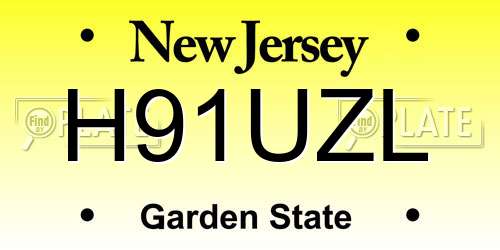H91UZL New Jersey License Plate