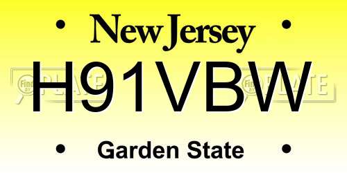 H91VBW New Jersey License Plate