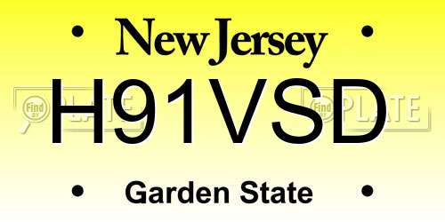 H91VSD New Jersey License Plate