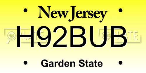 H92BUB New Jersey License Plate