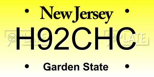 H92CHC New Jersey License Plate