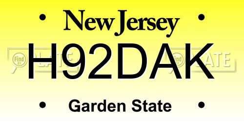 H92DAK New Jersey License Plate