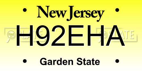 H92EHA New Jersey License Plate