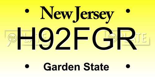 H92FGR New Jersey License Plate