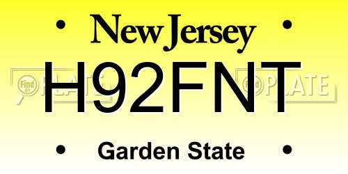 H92FNT New Jersey License Plate