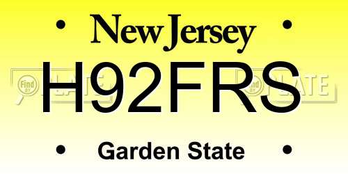 H92FRS New Jersey License Plate