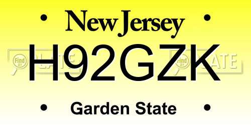 H92GZK New Jersey License Plate