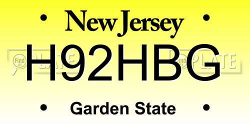 H92HBG New Jersey License Plate