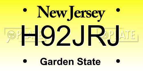 H92JRJ New Jersey License Plate
