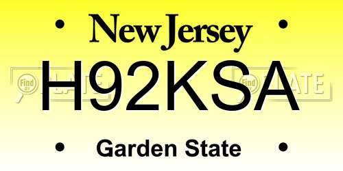H92KSA New Jersey License Plate
