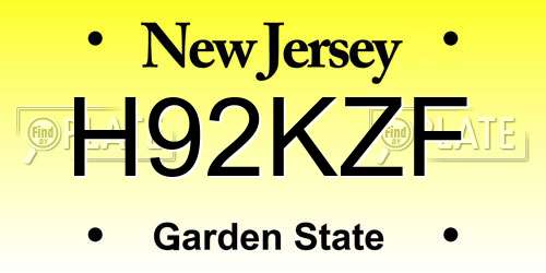 H92KZF New Jersey License Plate