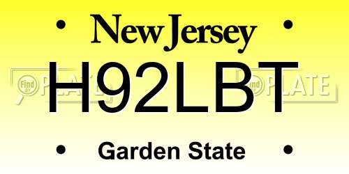 H92LBT New Jersey License Plate