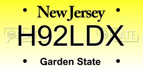 H92LDX New Jersey License Plate