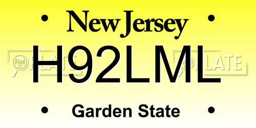 H92LML New Jersey License Plate