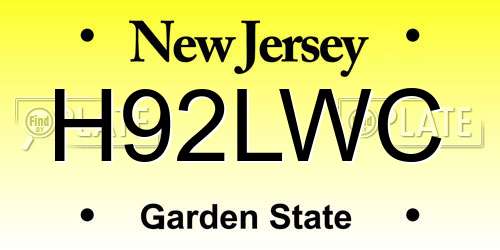H92LWC New Jersey License Plate