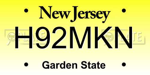 H92MKN New Jersey License Plate