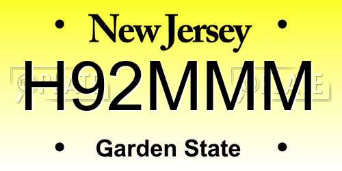 H92MMM New Jersey License Plate