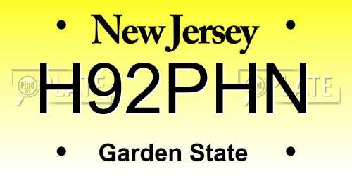 H92PHN New Jersey License Plate