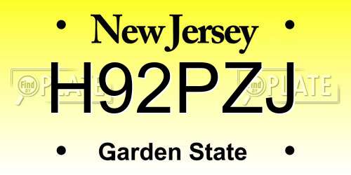 H92PZJ New Jersey License Plate