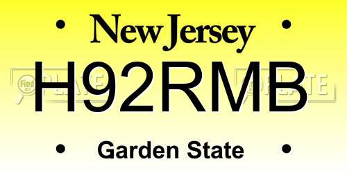 H92RMB New Jersey License Plate