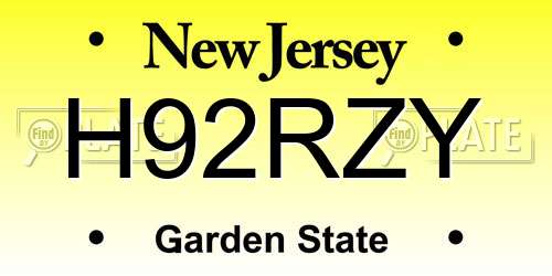 H92RZY New Jersey License Plate