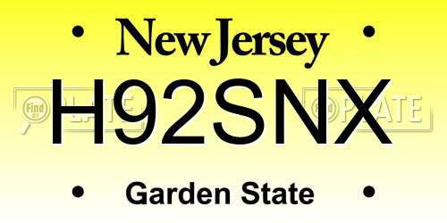 H92SNX New Jersey License Plate