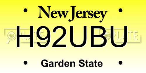 H92UBU New Jersey License Plate