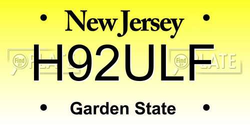 H92ULF New Jersey License Plate