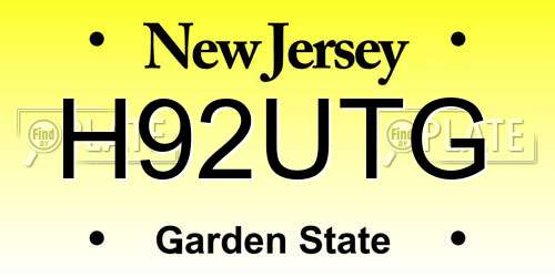 H92UTG New Jersey License Plate