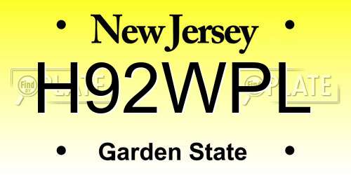 H92WPL New Jersey License Plate