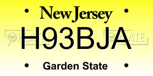H93BJA New Jersey License Plate