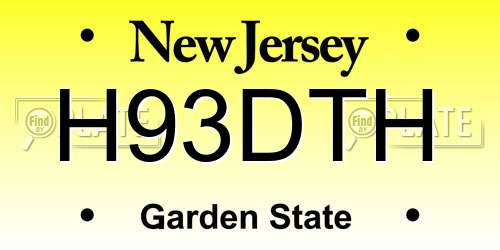H93DTH New Jersey License Plate