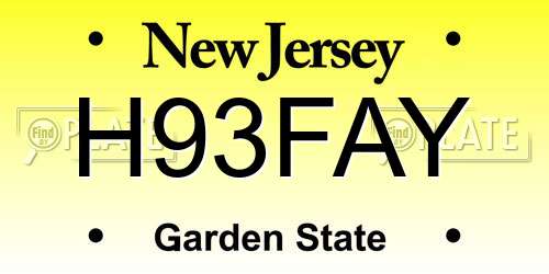H93FAY New Jersey License Plate