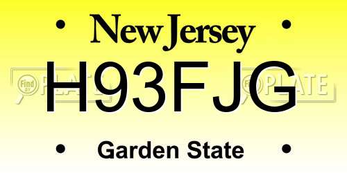 H93FJG New Jersey License Plate