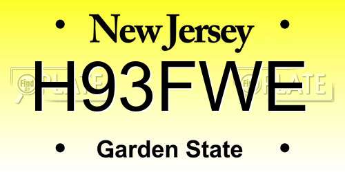 H93FWE New Jersey License Plate